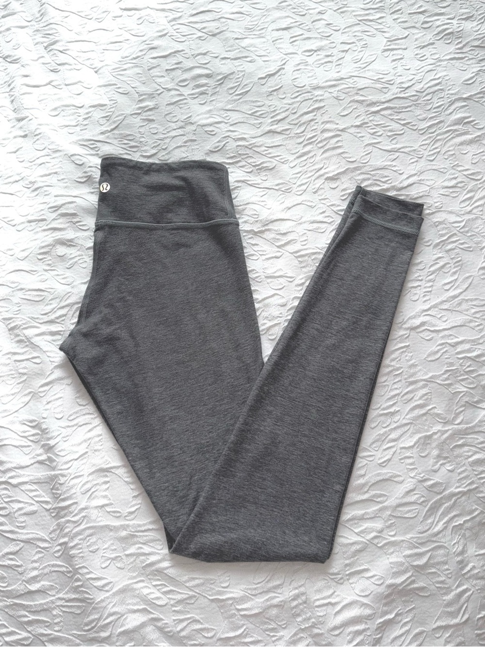 Lululemon Wunder Under Leggings Heathered Slate Size 4 Gray Full Length Mid Rise